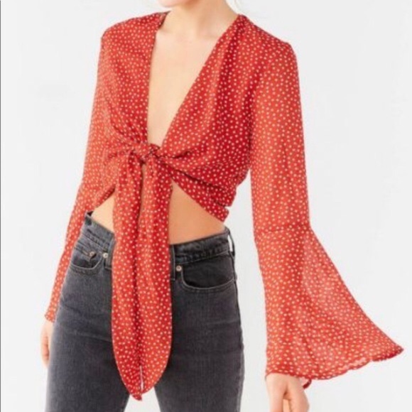 Urban Outfitters Red Star Front Tie Top - Picture 1 of 4
